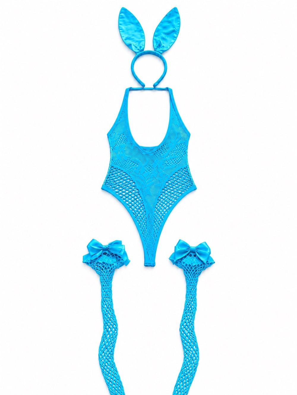 Blue Bunny Lingerie Halloween Costume Rave